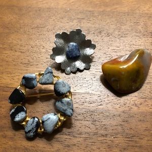 Nica Gemstone  Vintage Brooch Set